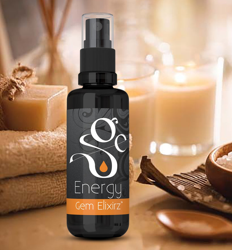 Energy aromatherapy spray with essential oils and gemstones