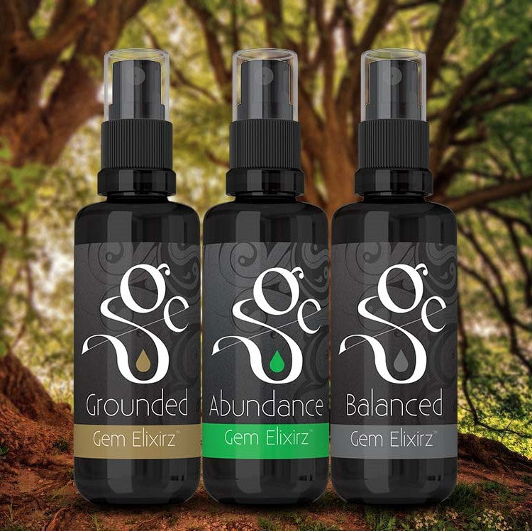 Abundance, Grounded and Balanced aromatherapy sprays with essential oils and gemstones