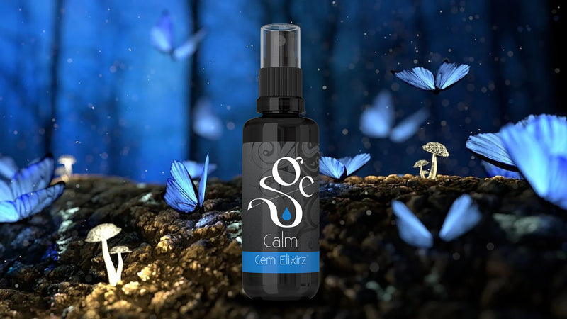 Calm aromatherapy spray with essential oils and gemstones