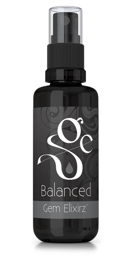 Balanced Aromatherapy Spray with essential oils and gemstones, frontside of bottle